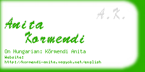 anita kormendi business card